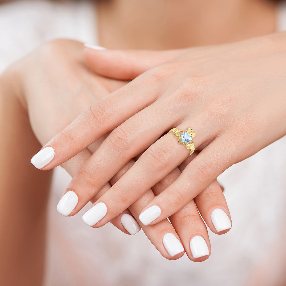 Buy Stylish 10K Gold Claddagh Ring with March Birthstone - Exclusive Value